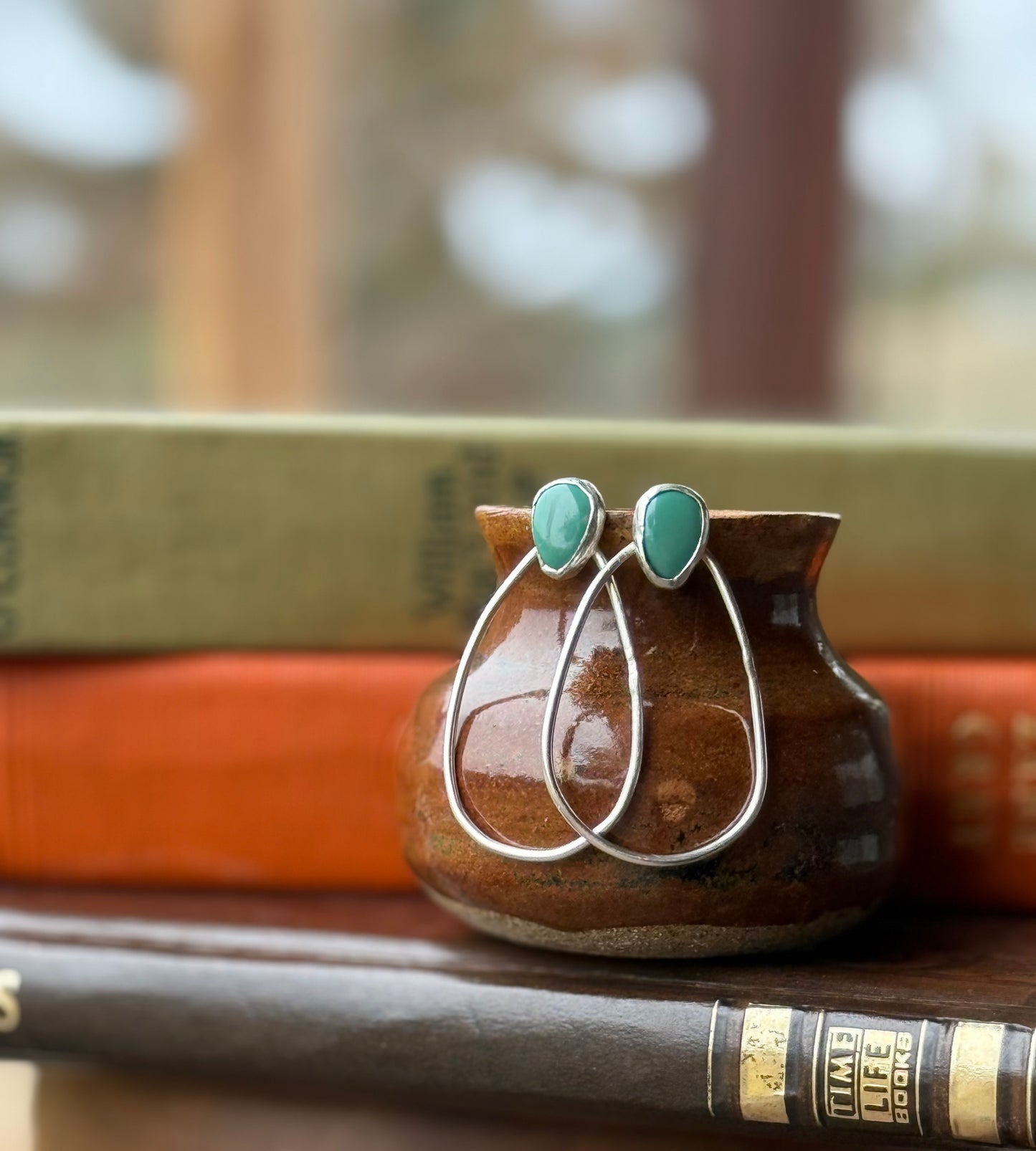 Tears of Silver Drop Hoop Stud