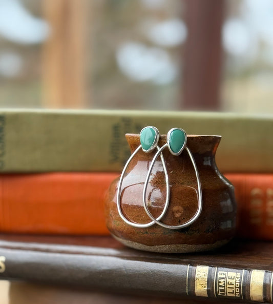 Tears of Silver Drop Hoop Stud