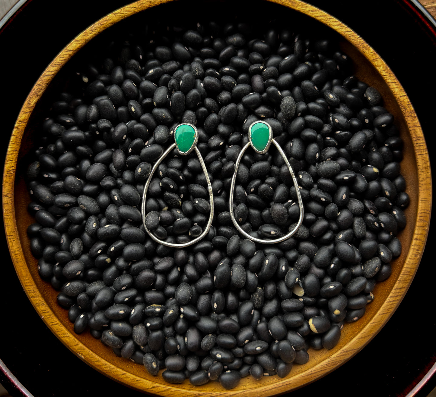 Tears of Silver Drop Hoop Stud